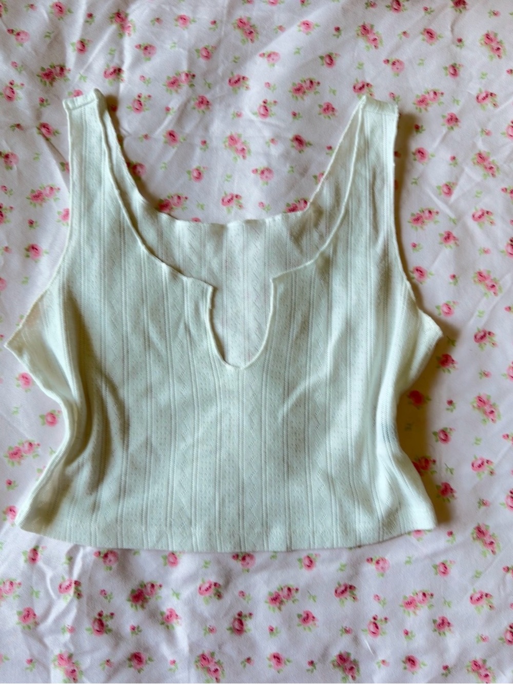 & Other Stories Cream Ribbed Scoop Notch Tank